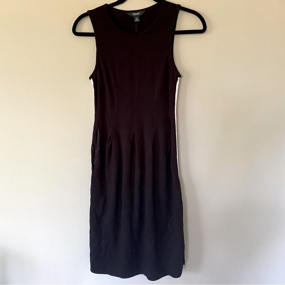 Simply Vera Vera Wang Black Soft Dress White Vertical Stripe Hidden Pockets